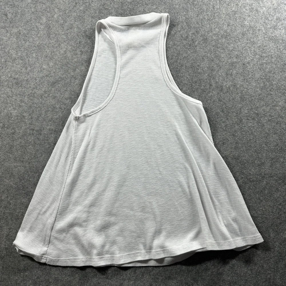 Free People Tank Top Small White Ribbed High Neck Trapeze‎ Swing Racerback Flaws